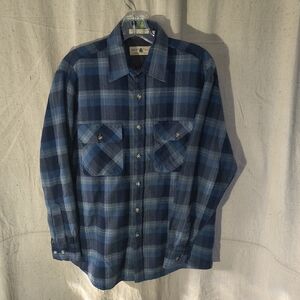 Northwest Territory Men's Size Med Blue Plaid Flannel Button-Up Lng Sleeve Shirt